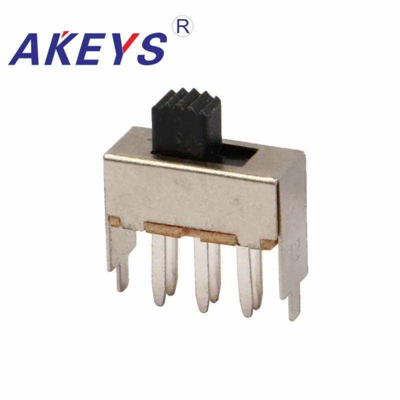 10PCS SS-22F16 2P2T Double pole double throw 2 position slide switch 6 solder lug pin verticle type with 2 fixed pin