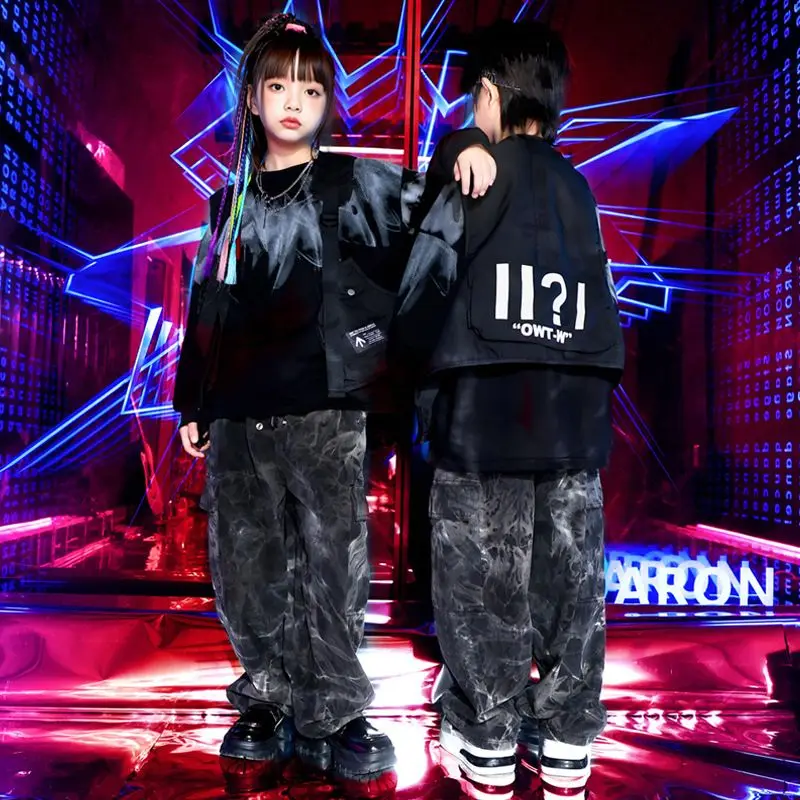 الهيب هوب أزياء رقص للفتيات سترة فضفاضة الهيب هوب السراويل دعوى الأولاد الجاز أداء الرقص الحديث مرحلة الهذيان الملابس #4