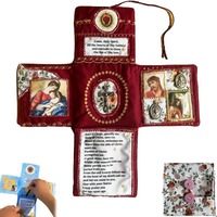 Handcrafted Pocket Devotional - Faith Edition Cross-Shaped Fabric Pouch Sewing Pocket Devotional with Cross Saint Images Prayers