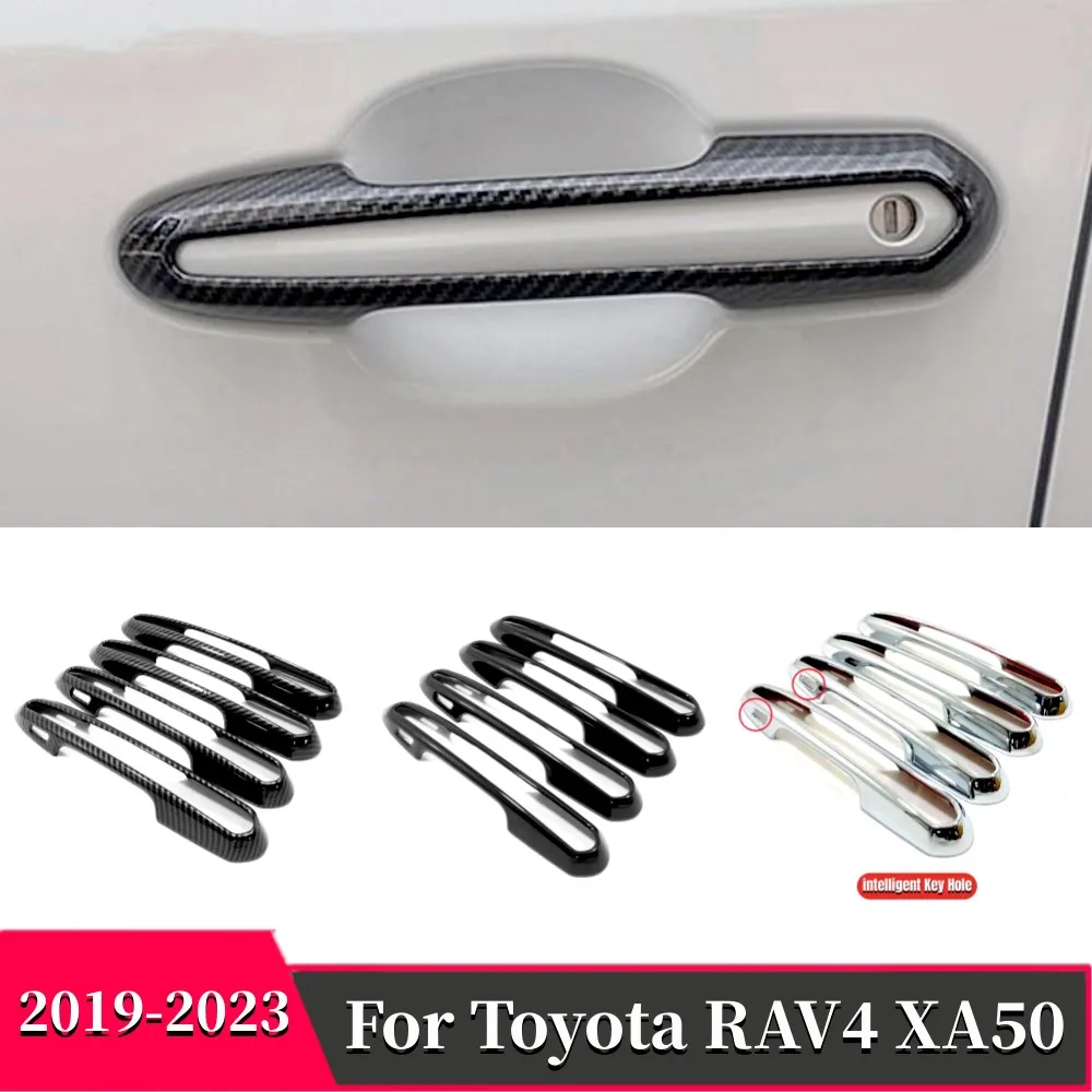 

For Toyota RAV4 RAV 4 2019 2020 2021-2023 XA50 Hybrid Carbon Fiber Car Door Handle Bowl Cover Decor Sticker Styling Accessories