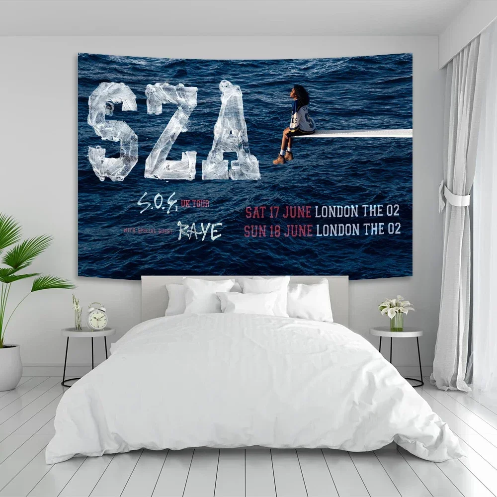 European And American Popular Female Star Pop Singer Sza Tapestry Backdrops Aesthetic Room Decor Banner Flag