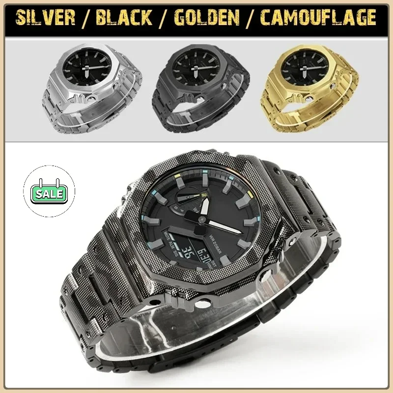 ga2100-ga2110-gab2100-custodia-in-metallo-mod-kit-per-casioak-orologio-camouflage-lunetta-in-acciaio-inossidabile-e-cinturino-con-accessori-strumento