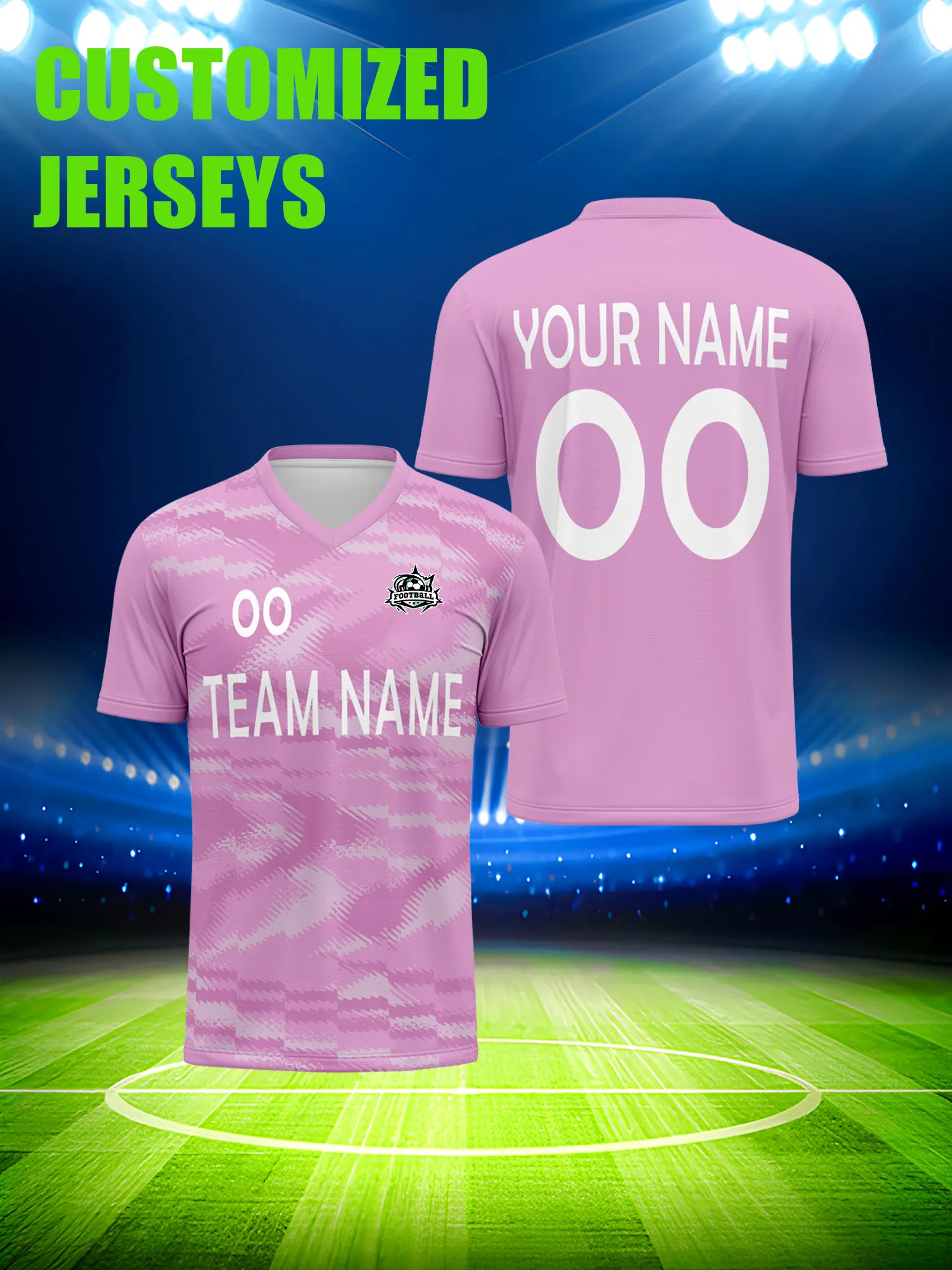 Camisa de futebol personalizada com imagem, número e nome personalizados, camisa de jogo juvenil com tecido de malha respirável de secagem rápida.