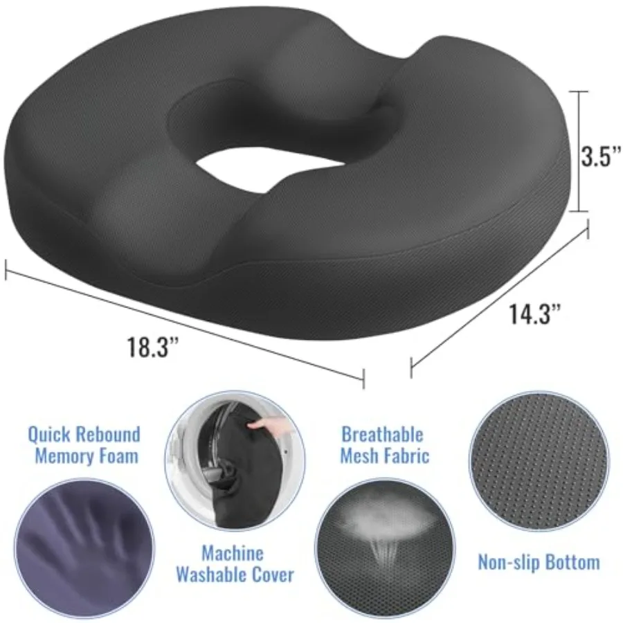 Donut Pillow Seat Cushion for Tailbone Pain Relief and Hemorrhoids Memory Foam Seat Chair Cushion for Postpartum Pregnancy Seat