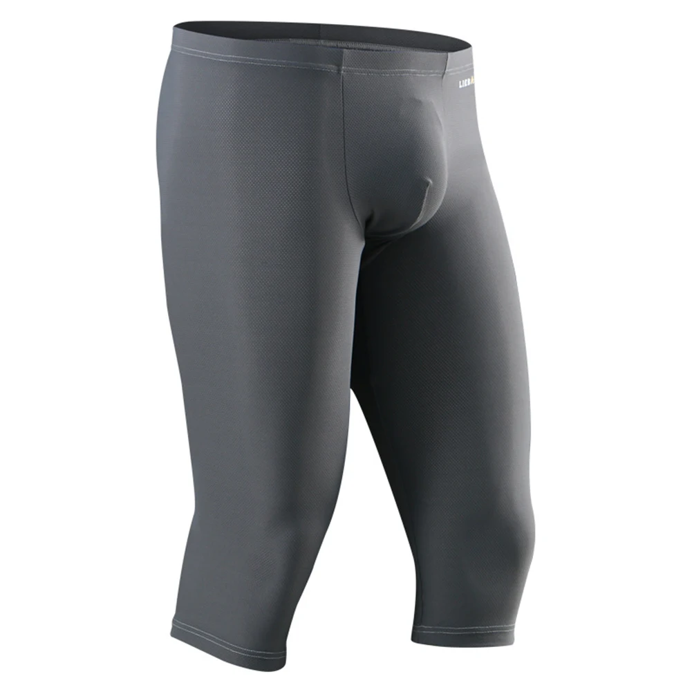 

Bulge Pouch Underpants Men's Ice Silk Underwear Long Leg Boxer Briefs Trunk Sport Shorts in Black/White/Dark Grey