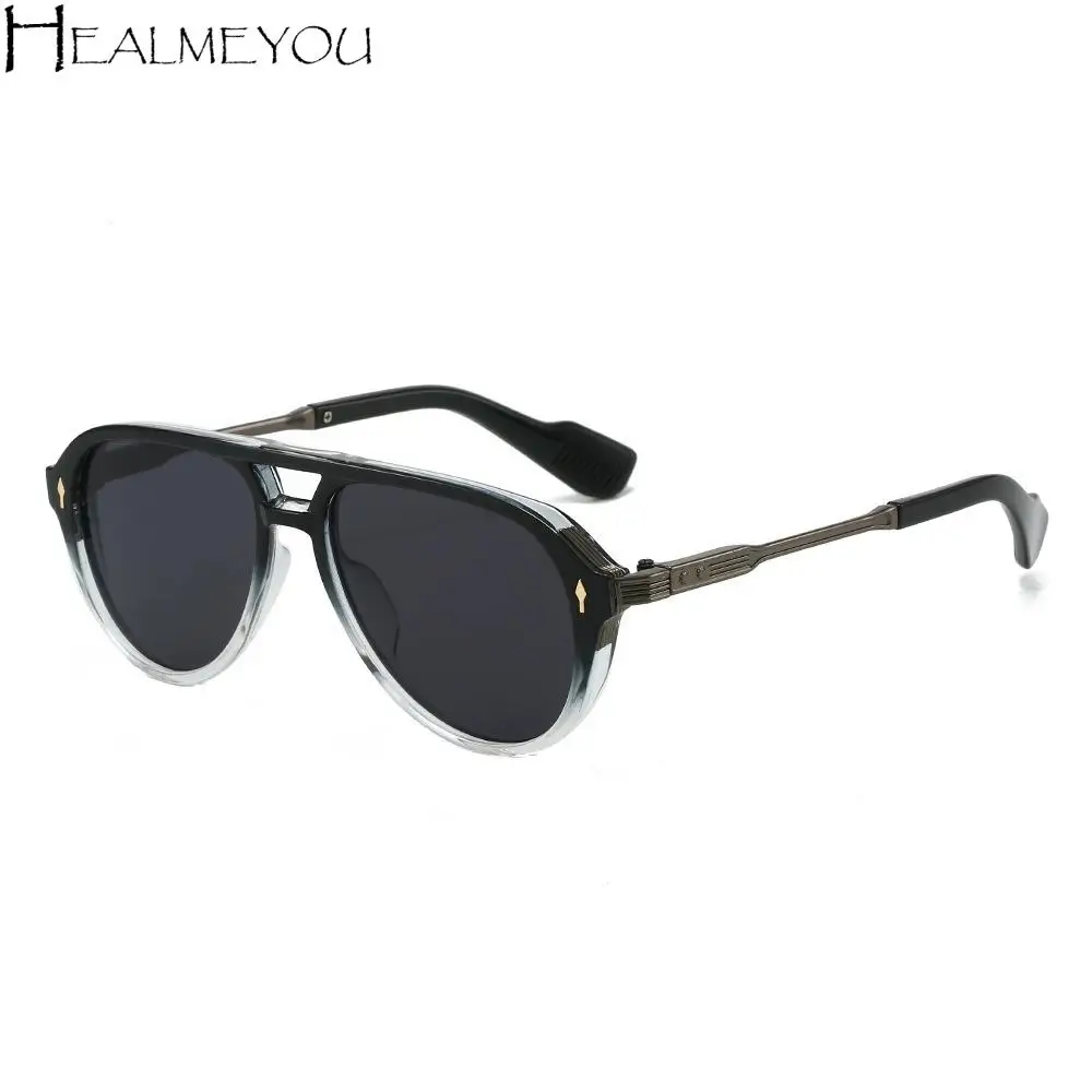 

Personalized Big Frame Square Sunglasses Double Beam UV400 Pilot Sun Glasses Punk Retro Eyewear Travel