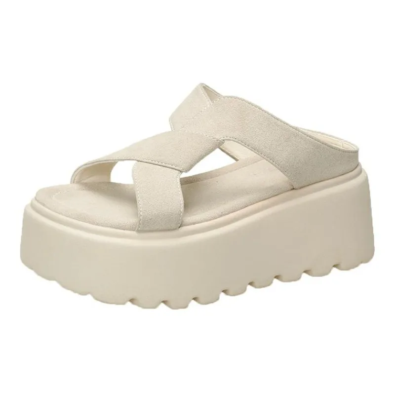 

Летние женские тапочки 8 см, пляжные шлепанцы, женская обувь на массивном каблуке, уличные сандалии на танкетке, женские тапочки на высокой платформе