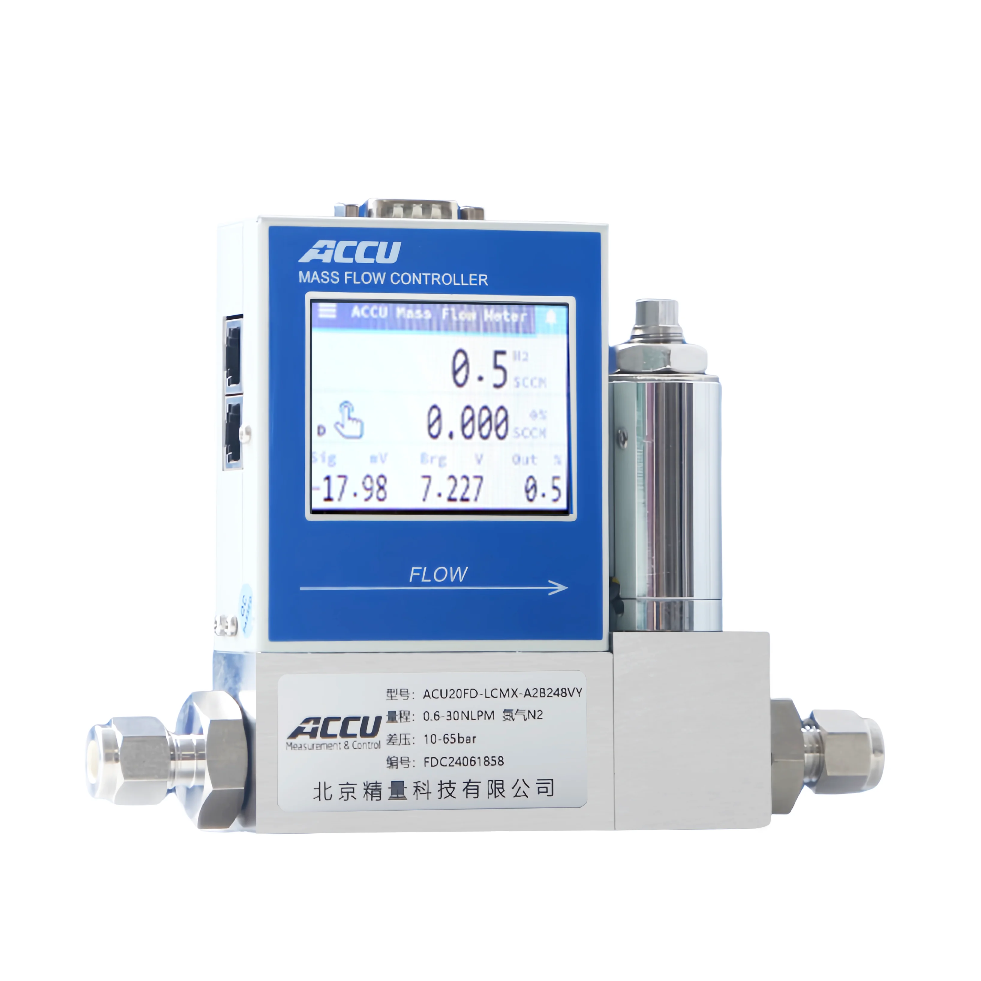 Professional Manufacturer's 0~3000slm Gas/N2/H2/O2/Ar/He/CH4/CO2/Air Mass Flow Meter with RS485 for OEM Flow Control