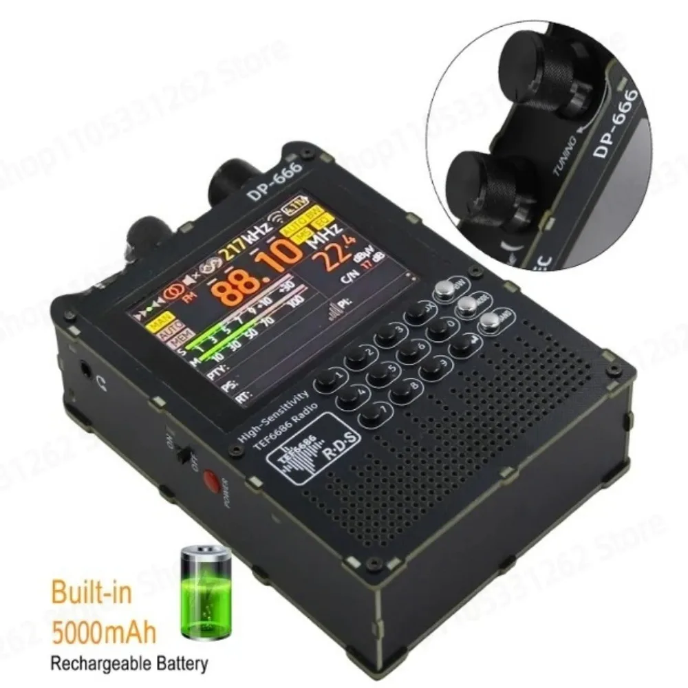 DP666 Radio 2.8 Inch IPS Touch Screen Full Band FM LW MW SW Receiver