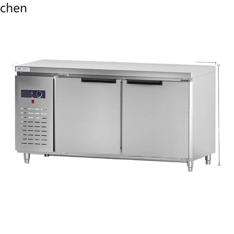 refrigerated workbench milk tea shop kitchen refrigerator blue light double temperature flat cabinet horizontal freezer air