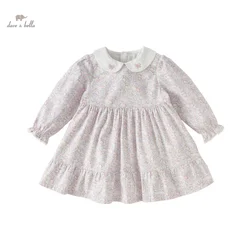 Dave Bella Girl's Princess Dress Children Kids 2024 New Spring Cotton Sweet Floral Lovely Fashion Casual Party Outdoor DB1247856