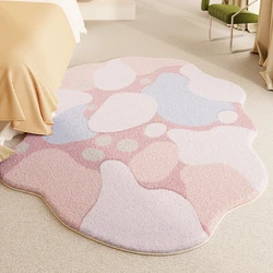 Irregular Shape Living Room Decoration Carpet Pink Pattern Rugs for Bedroom Thicken Plush Bedside Rug Home Fluffy Soft Floor Mat