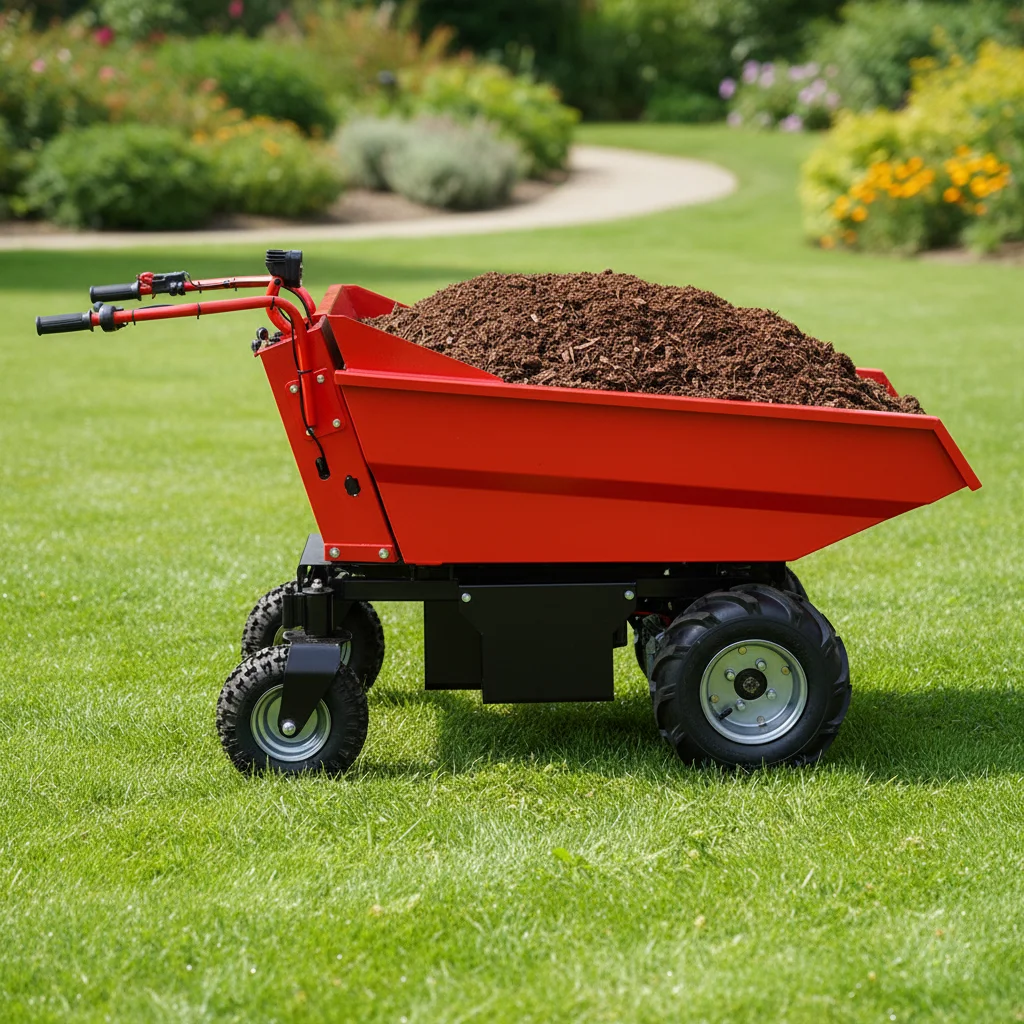 

Automatic Tipping Hand Push Truck Wheeled Self-Dumping Hopper Cart Wear-Resistant Wheel Construction Transport Trolley
