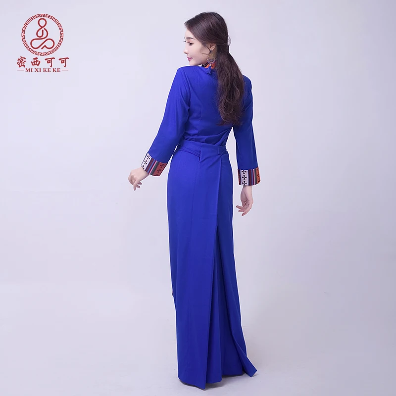 Vestido tibetano de estilo étnico para Mujer, ropa tibetana, traje Oriental, túnica larga, sección tibetana