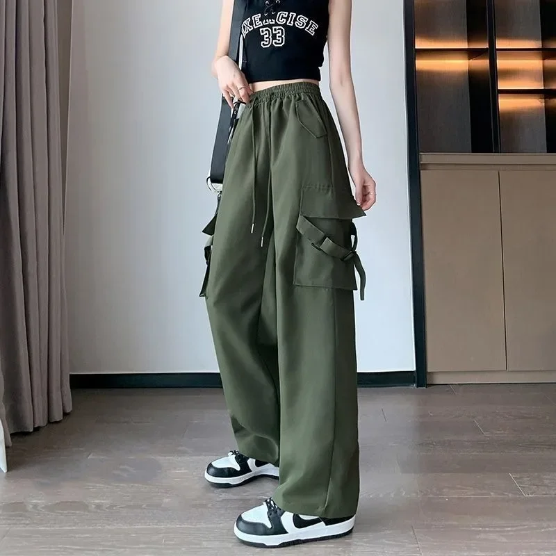 

Женские брюки-карго из ледяного шелка с эластичной резинкой на талии, шикарные и элегантные, высококачественные, эстетичные, новые, удобные эластичные брюки G для женщин