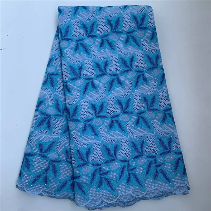 

5 yard Swiss lace fabric latest Dry lace embroidery African 100% cotton fabrics Swiss voile lace Dubai style PSJF412
