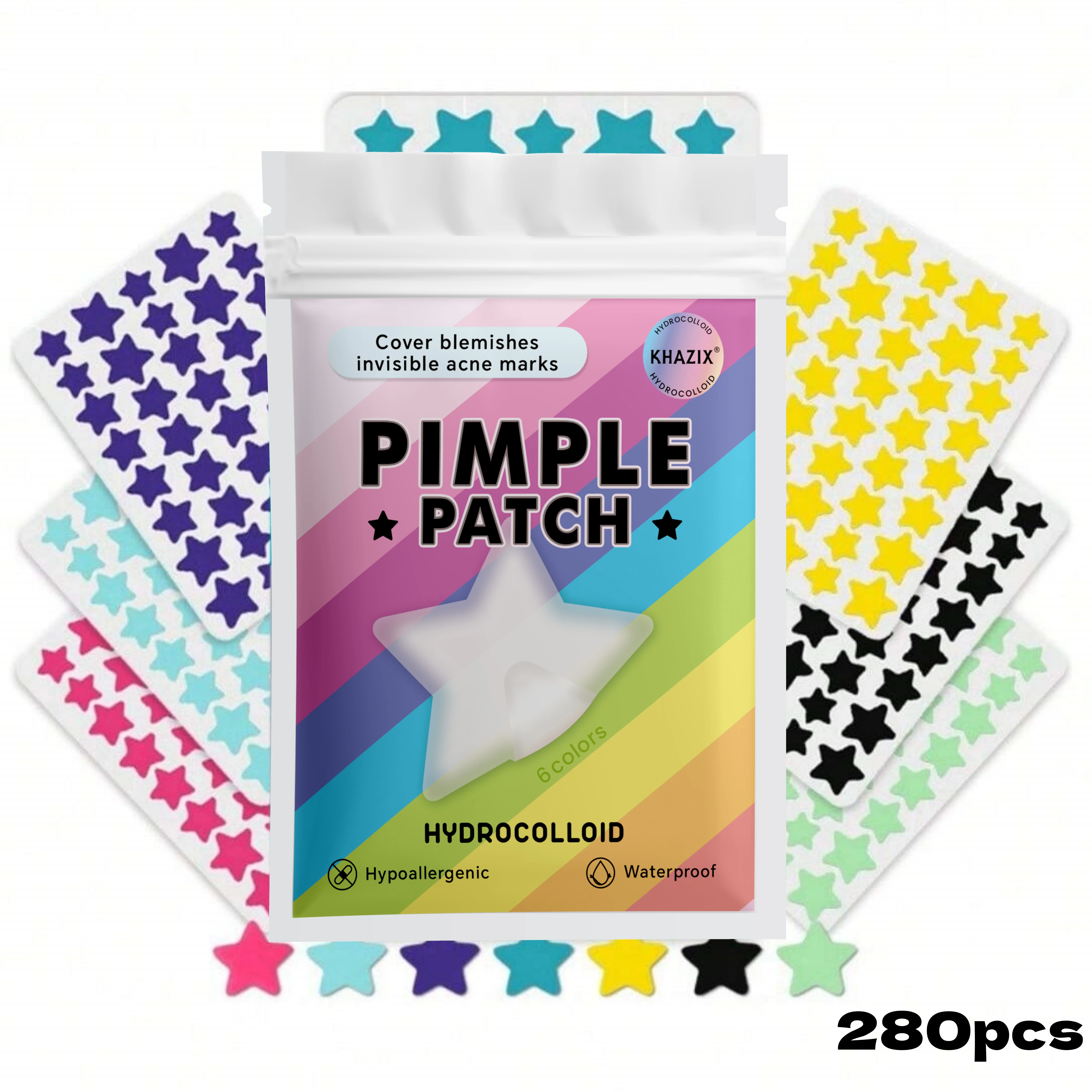 280pcs Hydrocolloid acne patches, round acne patches, star-shaped acne patches, birthday gifts, Valentine's Day gifts