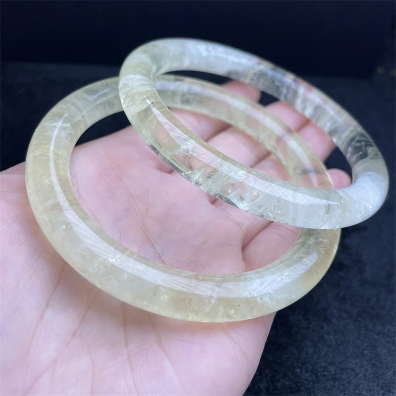 Natural Lemon Citrine Bangle Women Charm Simple Circle Strand Bangles Yoga Energy Wrist Jewelry Gift 1PCS 59-61MM