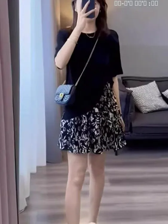 

plus Size 300 Pou Women's ort Sve round Ne T-irt Slim Fit Base irt Summer New Sle Faionable Korean Version