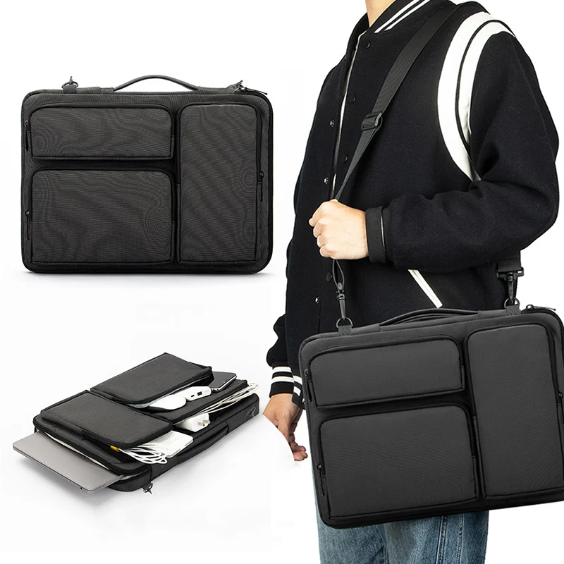 Bolsa para ordenador portátil, bolsos de hombro para Macbook Air Pro 14 de 15,6 pulgadas, funda para ordenador, bolso de mano, paquete ligero de viaje al aire libre