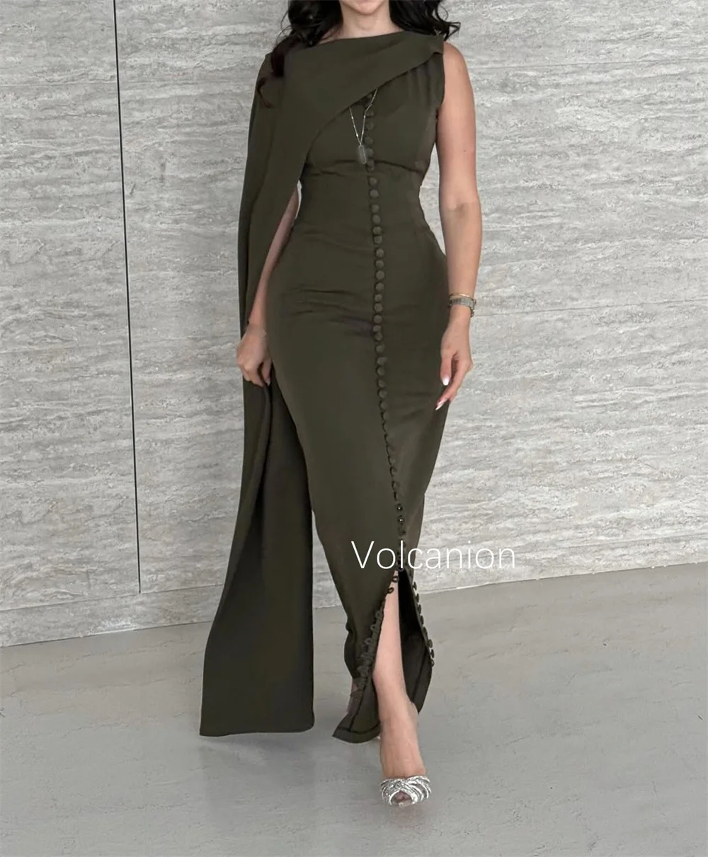 Customized Jersey Button High Collar Sheath Midi Dresses Bespoke Occasion Homecoming Classic Simple Sizes Available