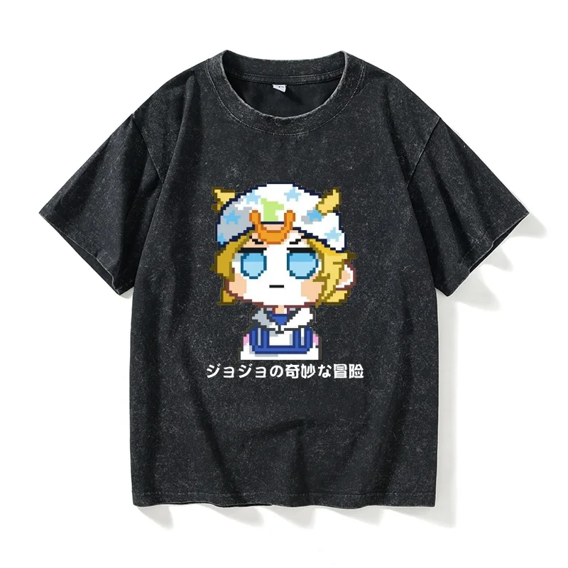 

Jojo Adventure Pixel Style Casual Short Sleeve T-Shirt Unisex Cotton round Neck Basic Fit Summer Top for Men And Women
