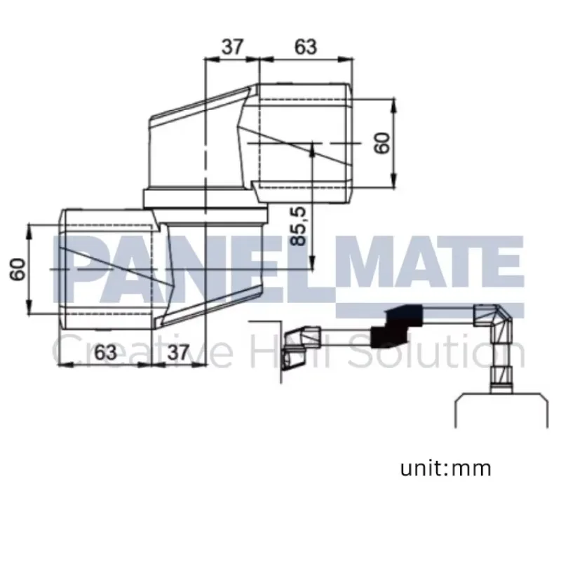 Industrial Arm-Mounted  PC Accessory Model 440.6.130.00 4460 Series RAL 9006 Cutting Processing Rotatable 90 Degrees New