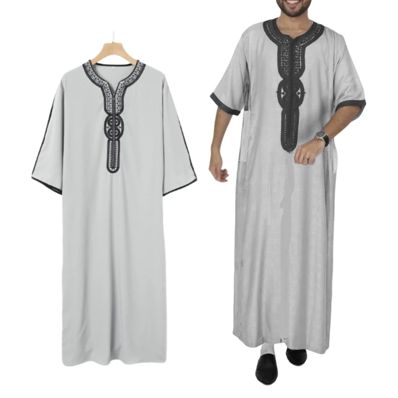 Islamitische kleding voor heren Arabisch gewaad Kaftan gewaad Etnisch gewaad Islamitische gewaad met mouwen