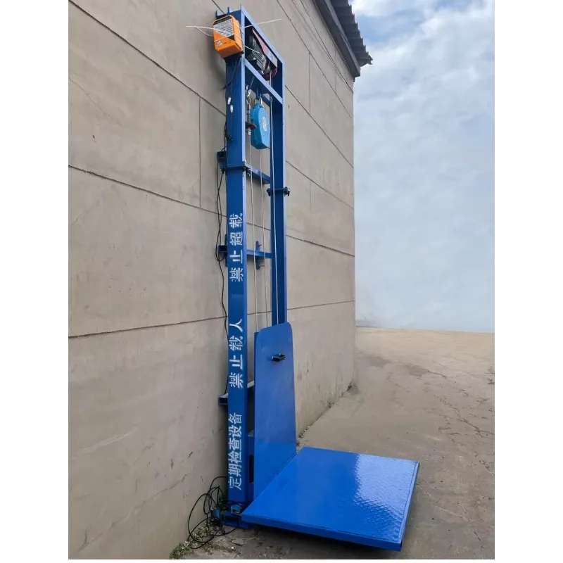 Electric Cargo Lift Freight Elevators Winch Goods Lifting Vertical Platform for Small Wall House Outdoor