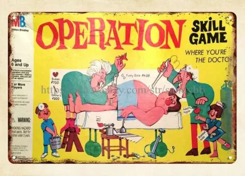 1997 OPERATION Board Game metal tin sign antique brew pub decor