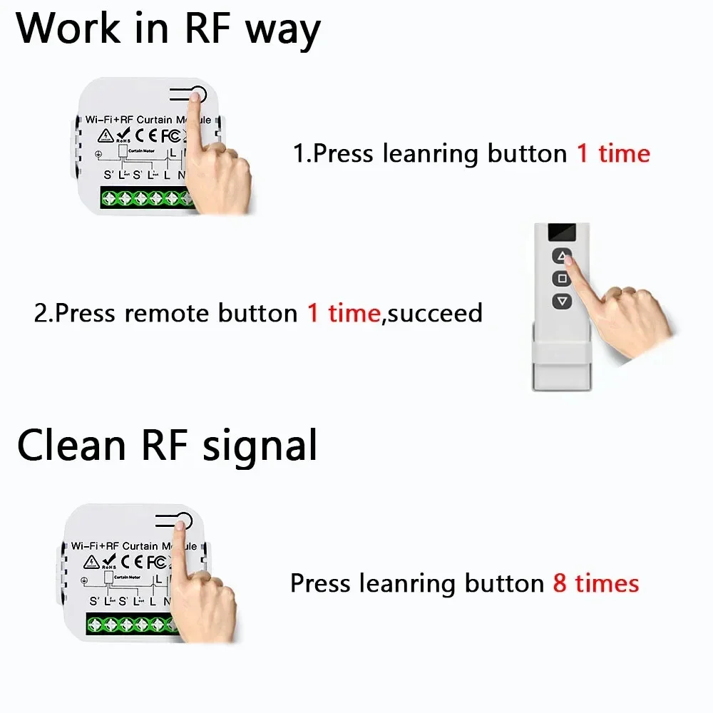 Tuya WiFi Smart Curtain Switch 433MHz Roller Blinds Shutter Module Remote Control Works With Alexa Google Home Assistant