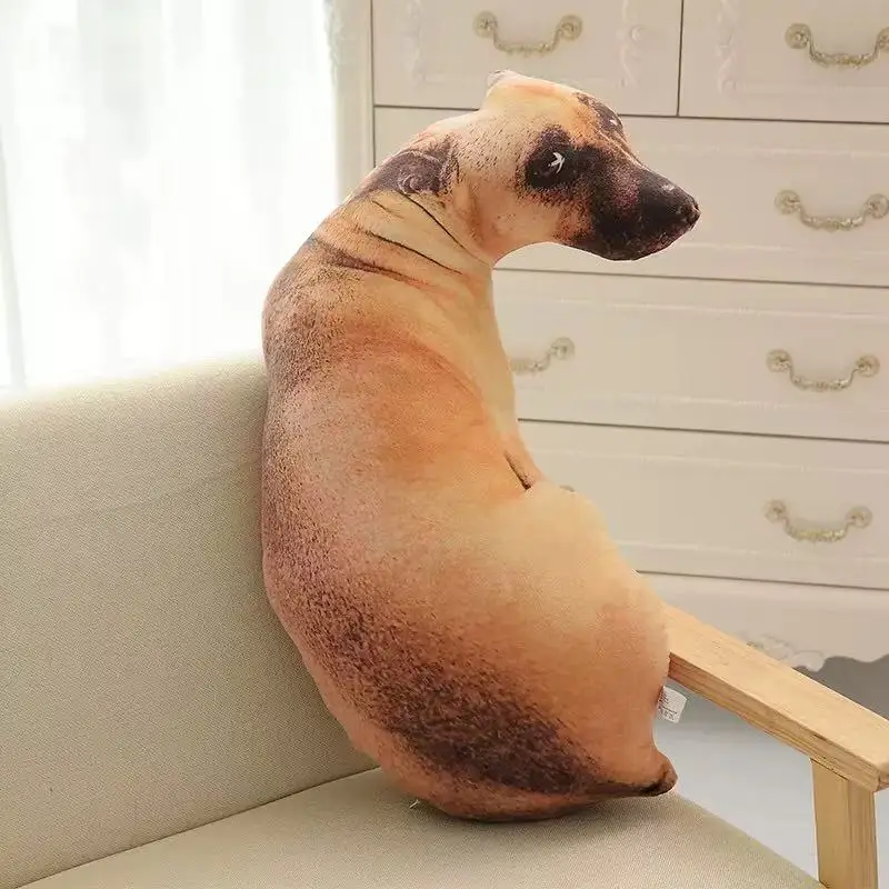 Peluche de Perro de Simulación de 50 cm, Juguete de Peluche con Impresión 3D, Almohada de Peluche de Perro, Cojín de Dibujos Animados, Muñeco para Niños, Decoración del Hogar, Regalo