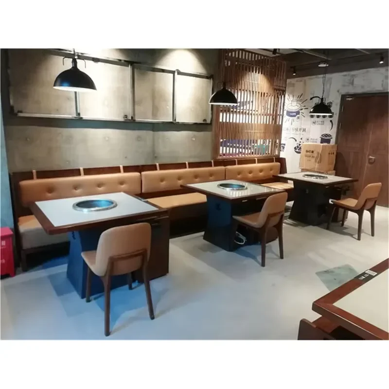 High End Restaurant Furniture Round Hot Pot Bbq Commercial Grill Custom Korean Bbq Grill Table