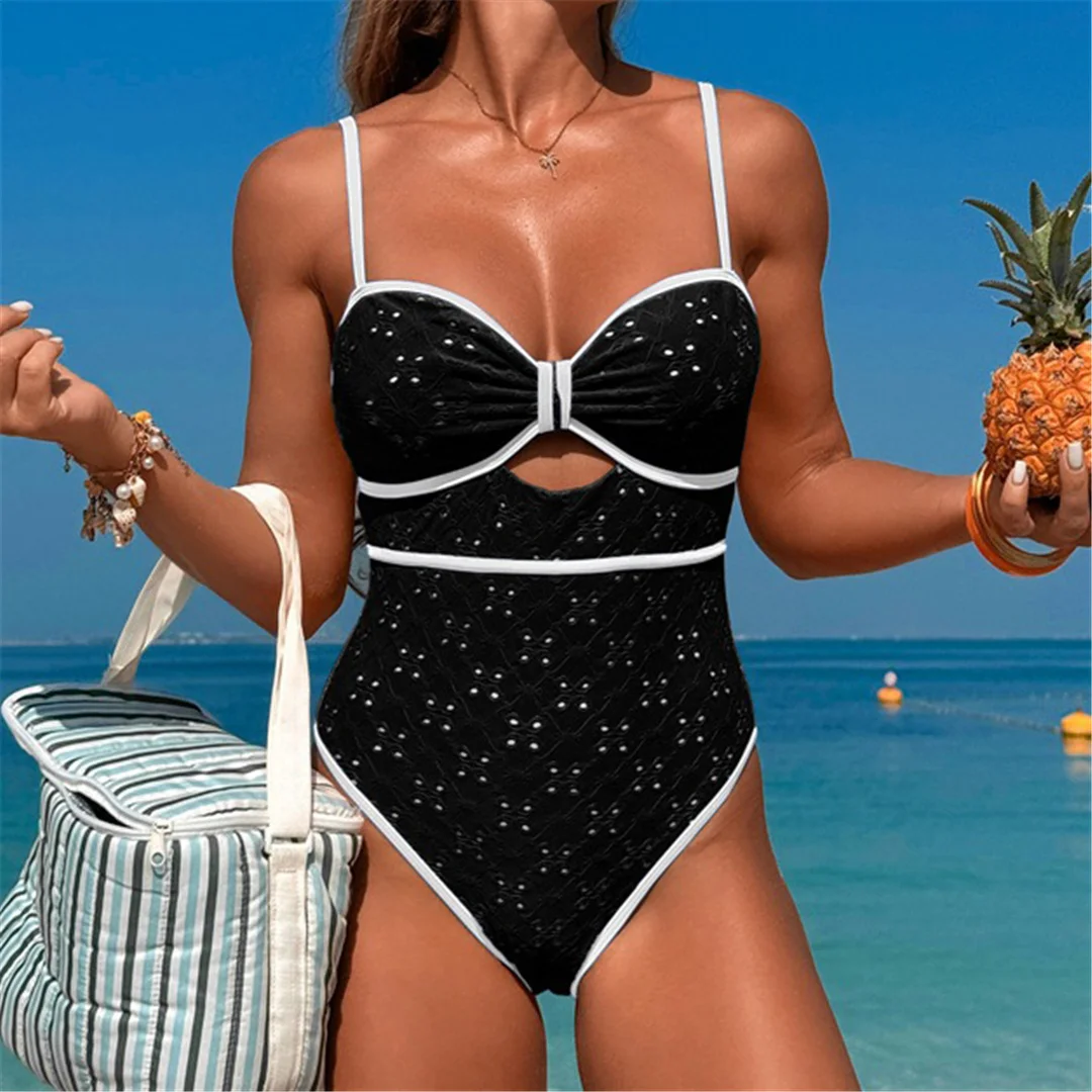 XS - XL 2026 Cut-Out Aushöhlung Damen-Badeanzug Einteiliger Badeanzug für Frauen mit hohem Beinausschnitt Monokini Badebekleidung Badeanzug V6996 – Detail 6
