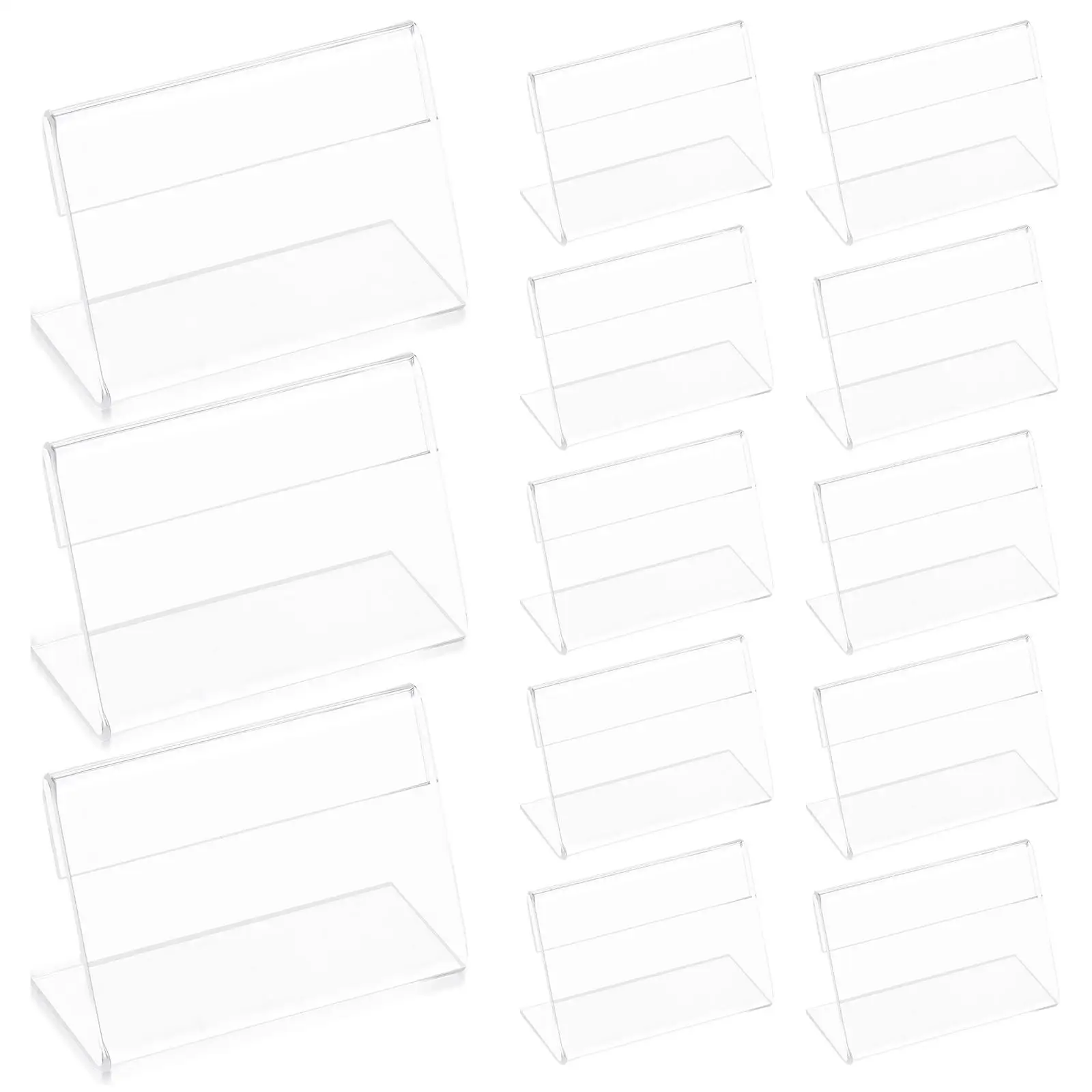 

25 Pcs Acrylic Sign Holders Clear Display Stands for Business Cards Table Top Signs Menu Price Tags Brochures Office Use