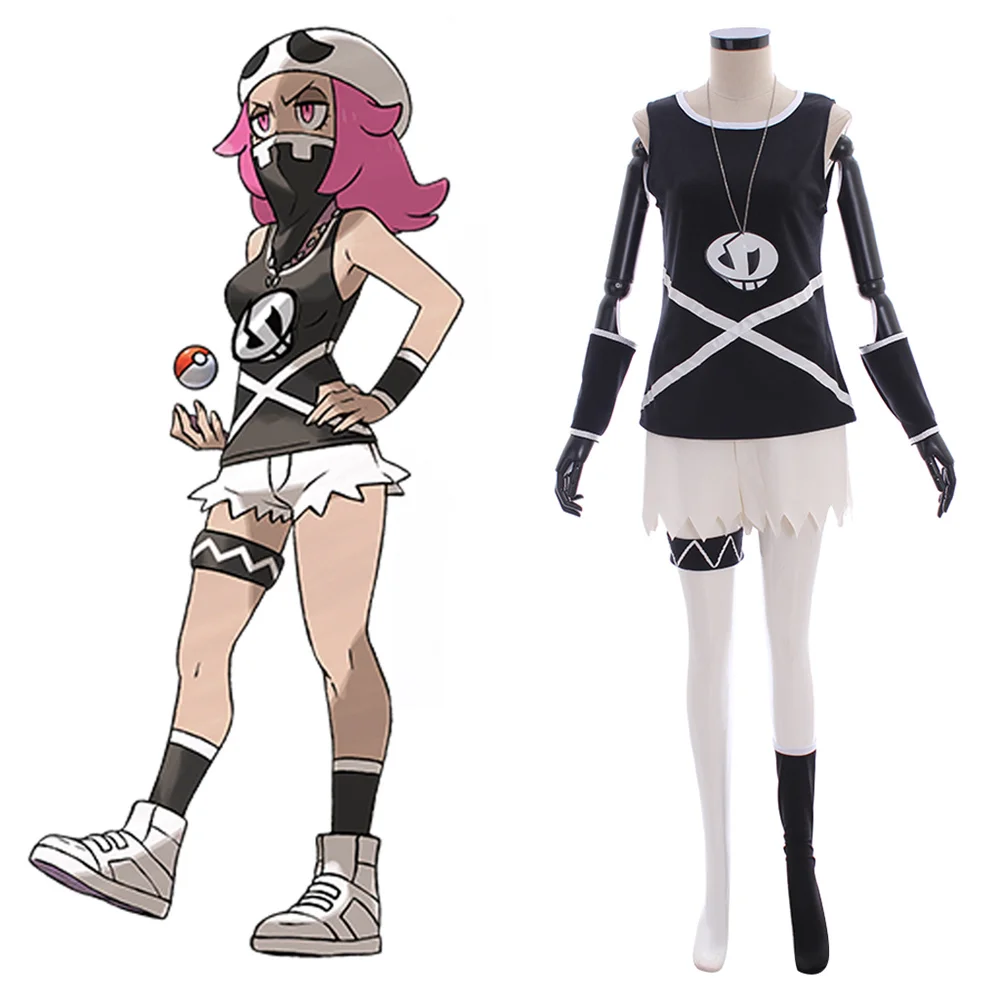 

Anime Sun And Moon Team Skull Grunts Cosplay Costume Women Fancy Suits Halloween Party Outfits