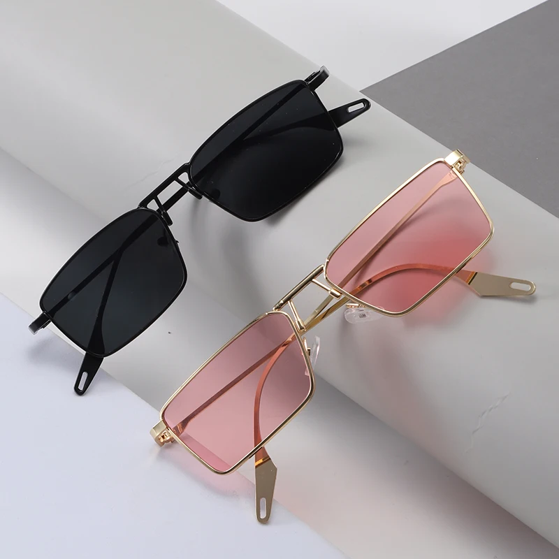Vintage Trend Eckige Sonnenbrille für Damen und Herren Einfache Metall-Luxus-Sonnenbrille zum Fahren und Reisen Unisex-Brillen