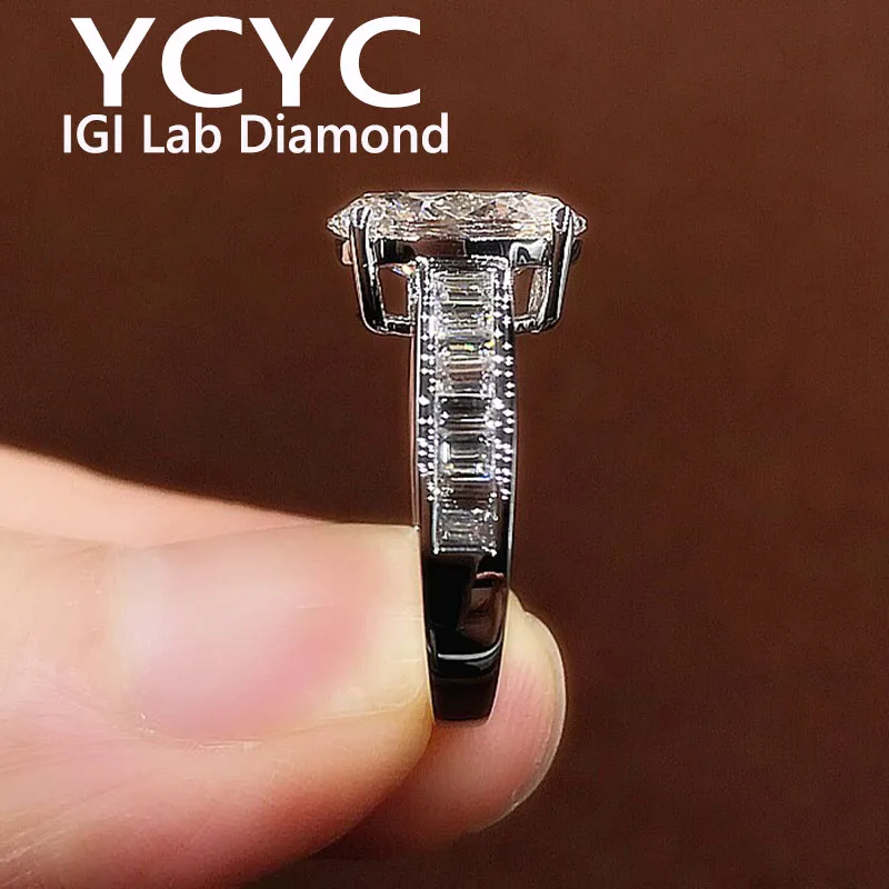 

Factory sell Real 18K White Gold 4Ct Lab Grown Diamond Ring Oval Cut Diamond CVD HPHT DEF VS-VVS Wedding&engagement Ring ﻿