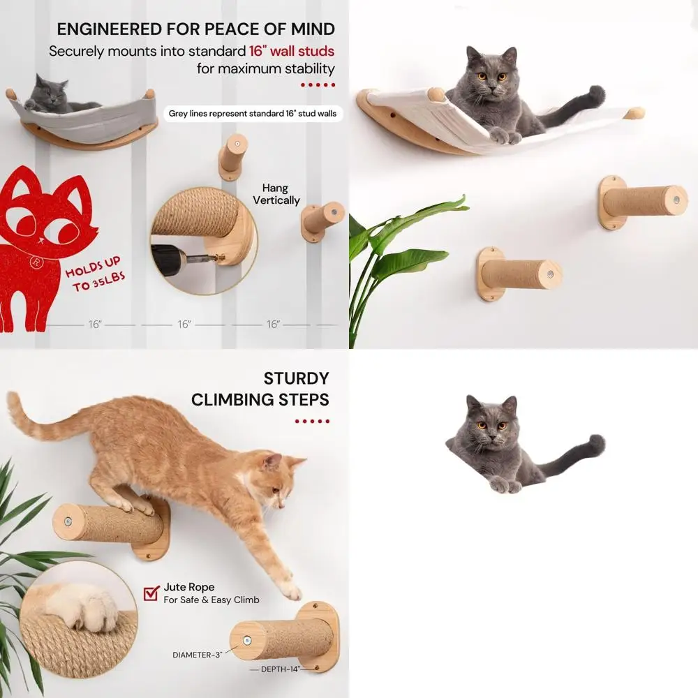 

Современная настенная полка для кошек с лестницей: для сна, игр, лазания и отдыха для крупных кошек