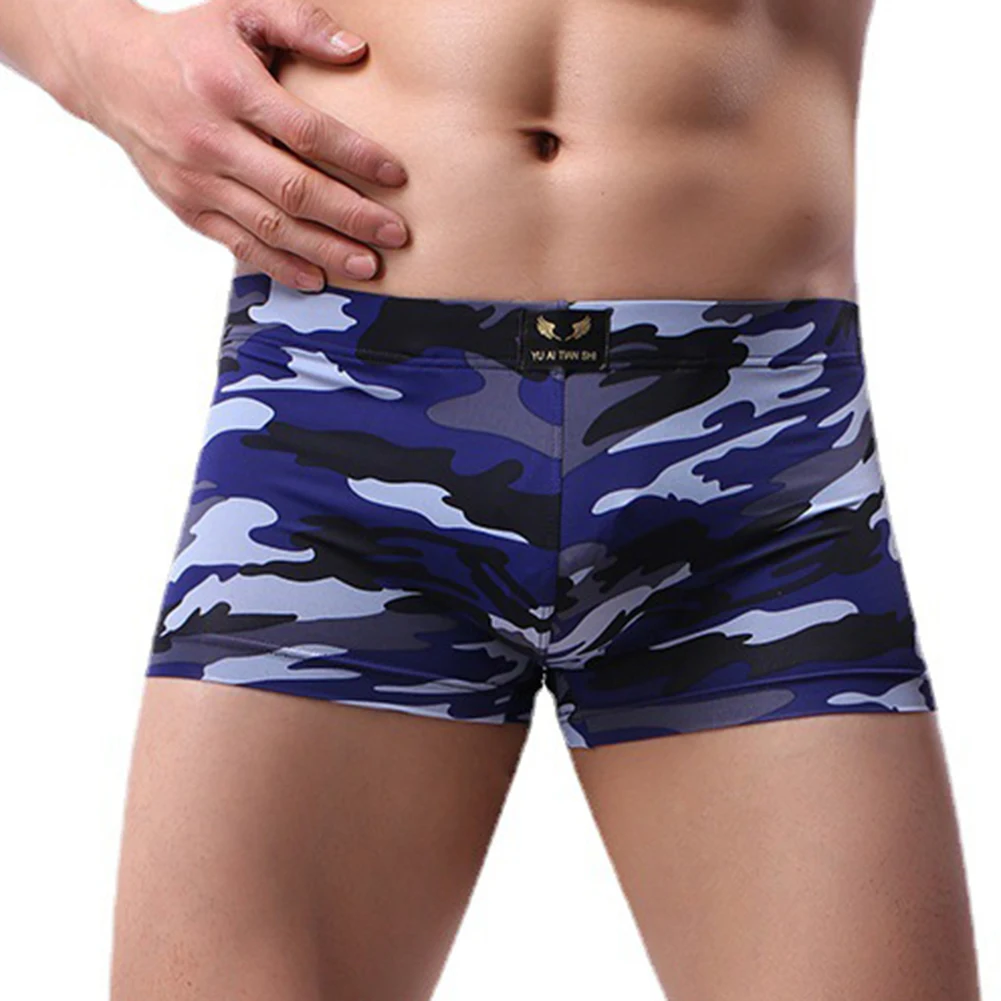 

Sexy Men Boxers Camouflage Low Rise Underwear Smooth Seamless Briefs Soft Stretch Shorts Trunk Thin Breathable Underpants New