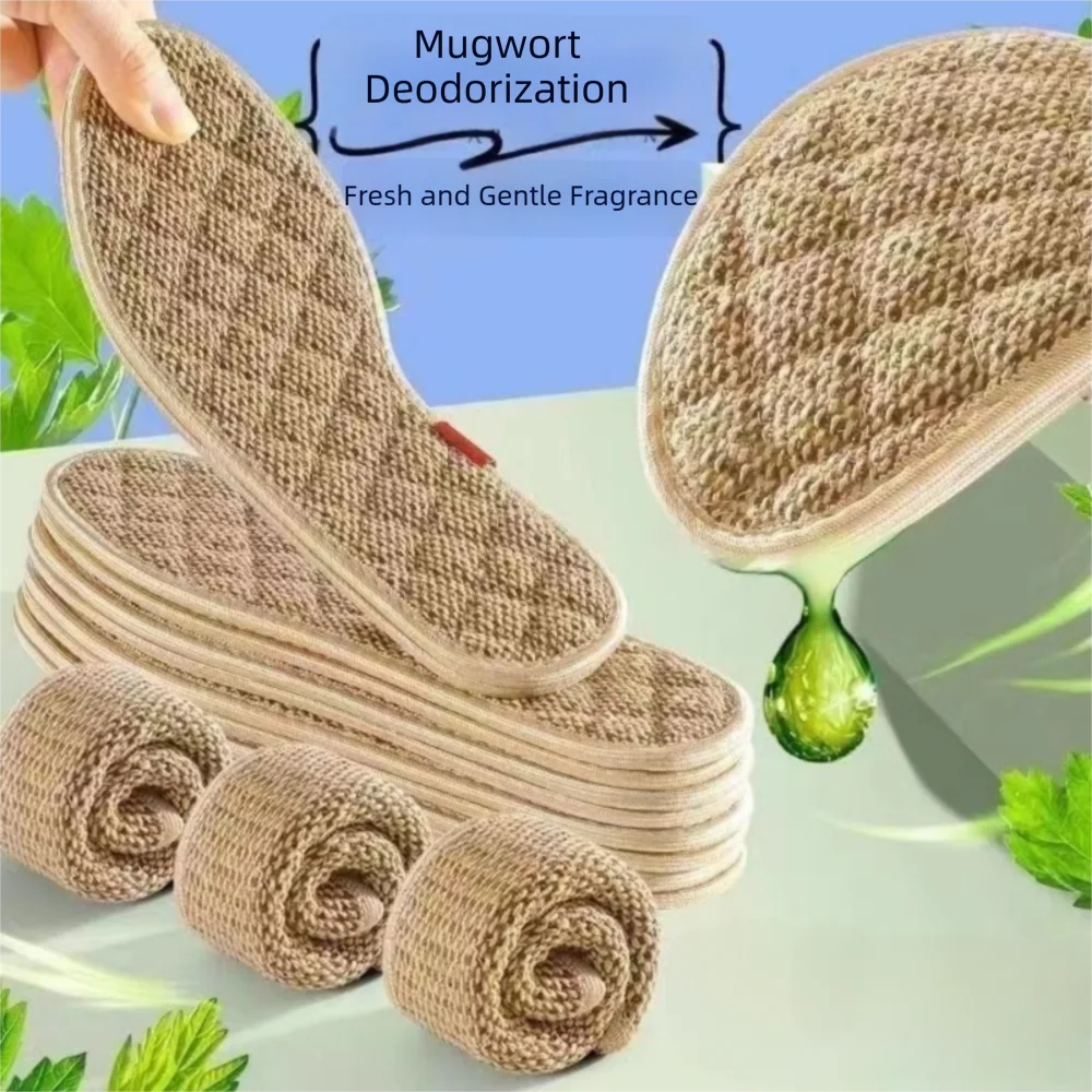 Breathable Cotton Linen Insoles Thickned Sweat Absorbing Sports Shoe Pads Non-slip Locked Edge Odor Resistant Insoles