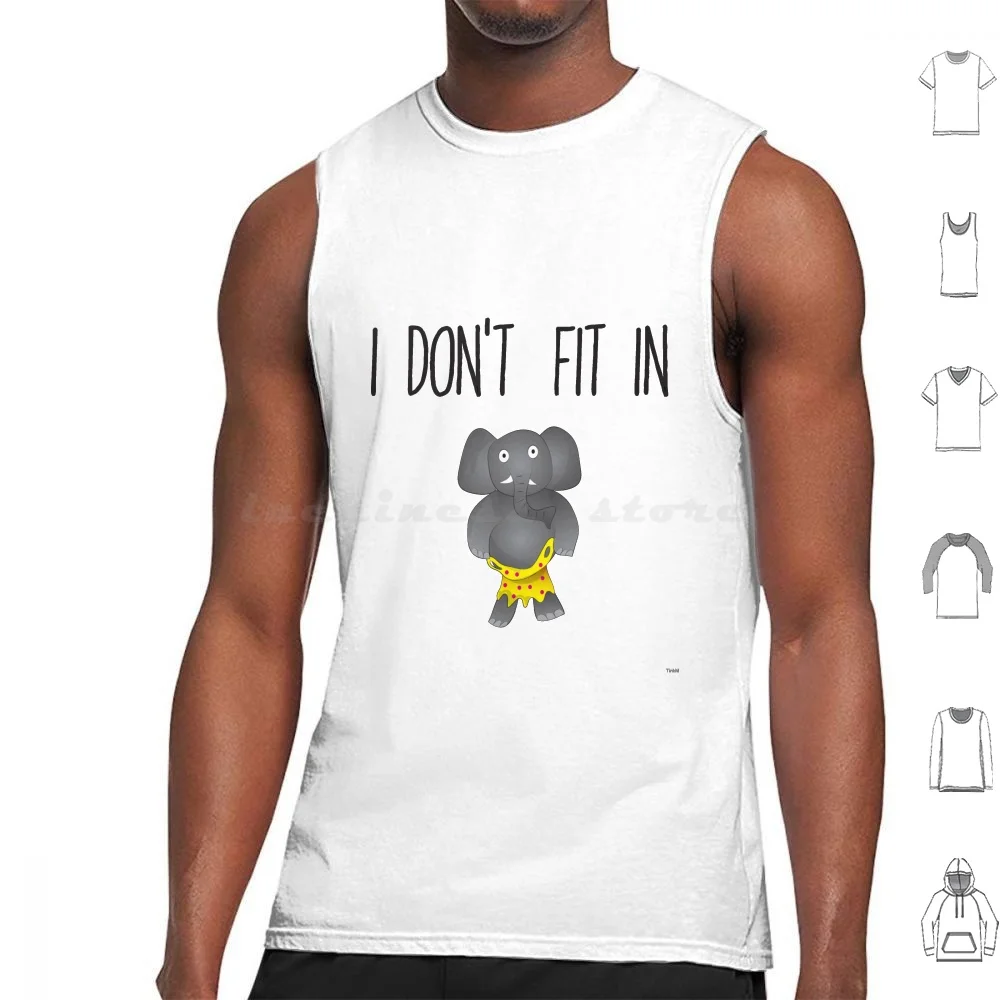 No Fit Tank Tops Print Cotton Pun Funny Irony Joke Humor Elephant Wordplay Comic Unique Surprise Children Fitting Diet