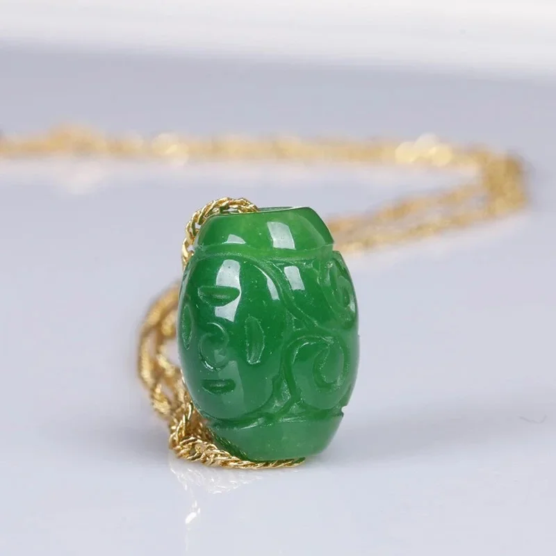 Natural A Green Jade Money Beads DIY Pendants Bangle Charm Jadeite Jewellery Fashion Accessories Amulet Gifts for Women Men