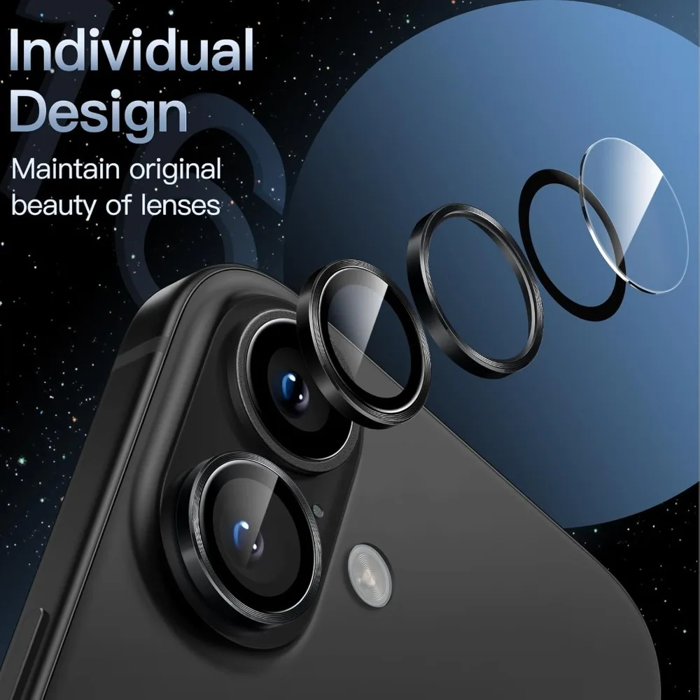 For iPhone 17 Pro Max Air Metal Ring Camera Len Protector Anti-Scratch HD Camera Lens Protective Tempered Glass for iPhone 17Air