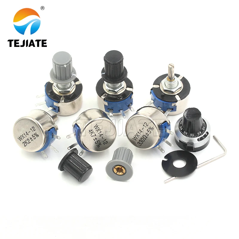 5 Stuks WX14-12 3W Enkele Draai Draad Gewikkelde Potentiometer 1K 2k2 3k3 4k7 20K 10K 22K 100r 470r