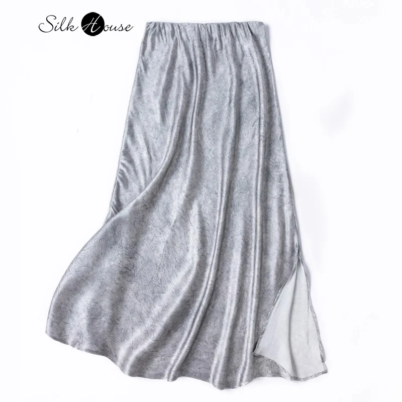 

Temperament Oblique Cut Single-sided Slit 100% Natural Mulberry Silk Plain Satin Light Luxury Women's Hip Wrapped Fishtail Skirt