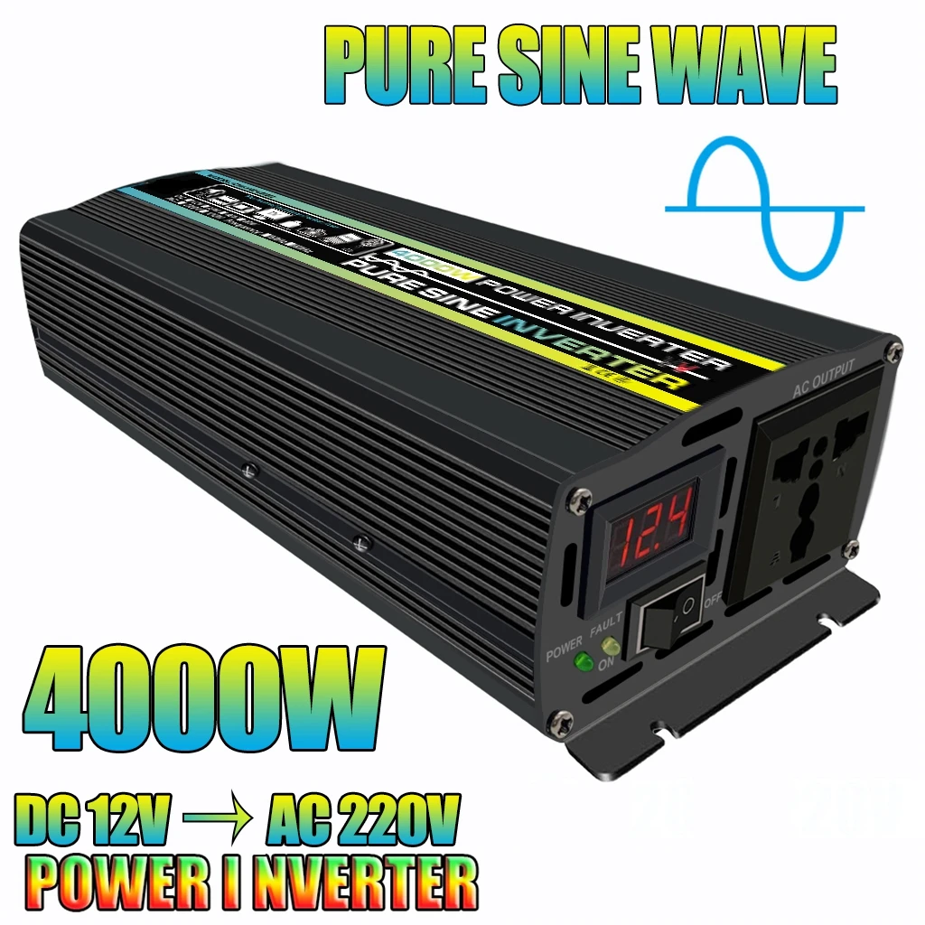 

4000W Power Inverter 12V 24V Pure Sine Wave Car Converter Universal AC Socket Off Grid Voltage Transformer Power Inverter