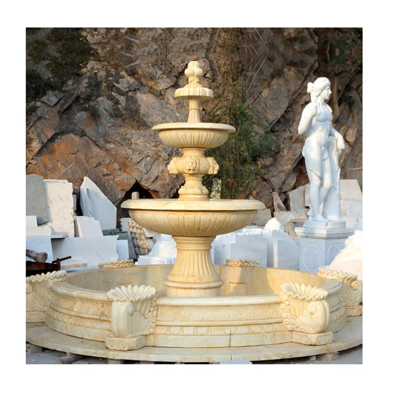 Custom Large Outdoor Garden Figure Carving Natural  Marble Water Fountain for Sale Deposit Only