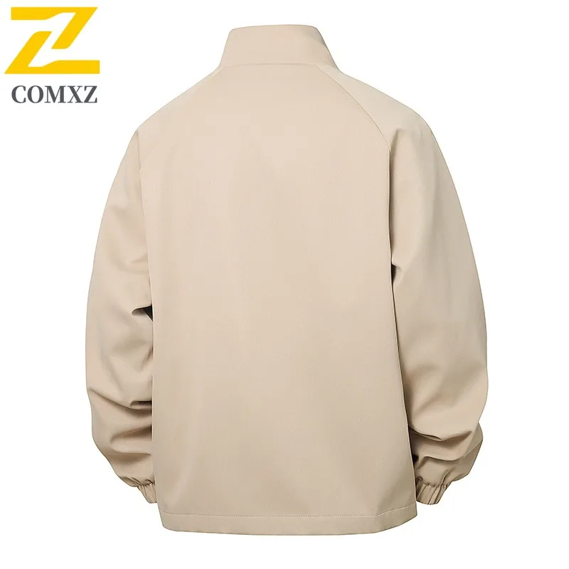 COMXZ الكلاسيكية الوقوف طوق الرجال سترة في الهواء الطلق ركوب الدراجات مريحة دراجة نارية معطف جميع الأغراض فضفاض الرحلات مقاومة الرياح معاطف الخريف #5