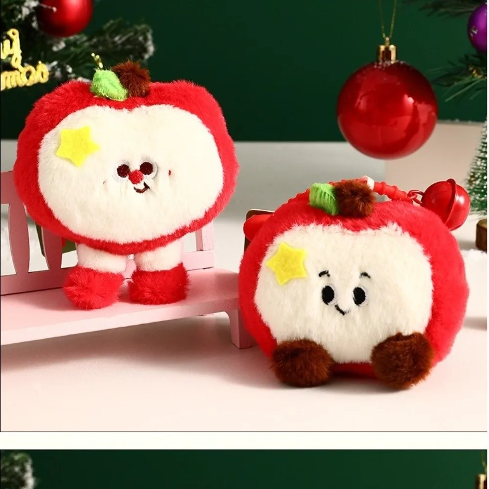 Portachiavi creativo con frutta di Natale, cartone animato, portachiavi con campana in peluche, ciondolo, regalo di Natale, portachiavi con peluche morbido